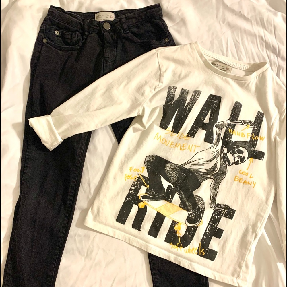 Zara Black Jeans and Long Sleeves Top
